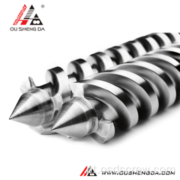 51/105 Duplo parafuso cônico duplo e cilindro para extrusora de tubo perfil de PVC LIANSU LSP-160PVC 65/132 tornillo gemelo conico